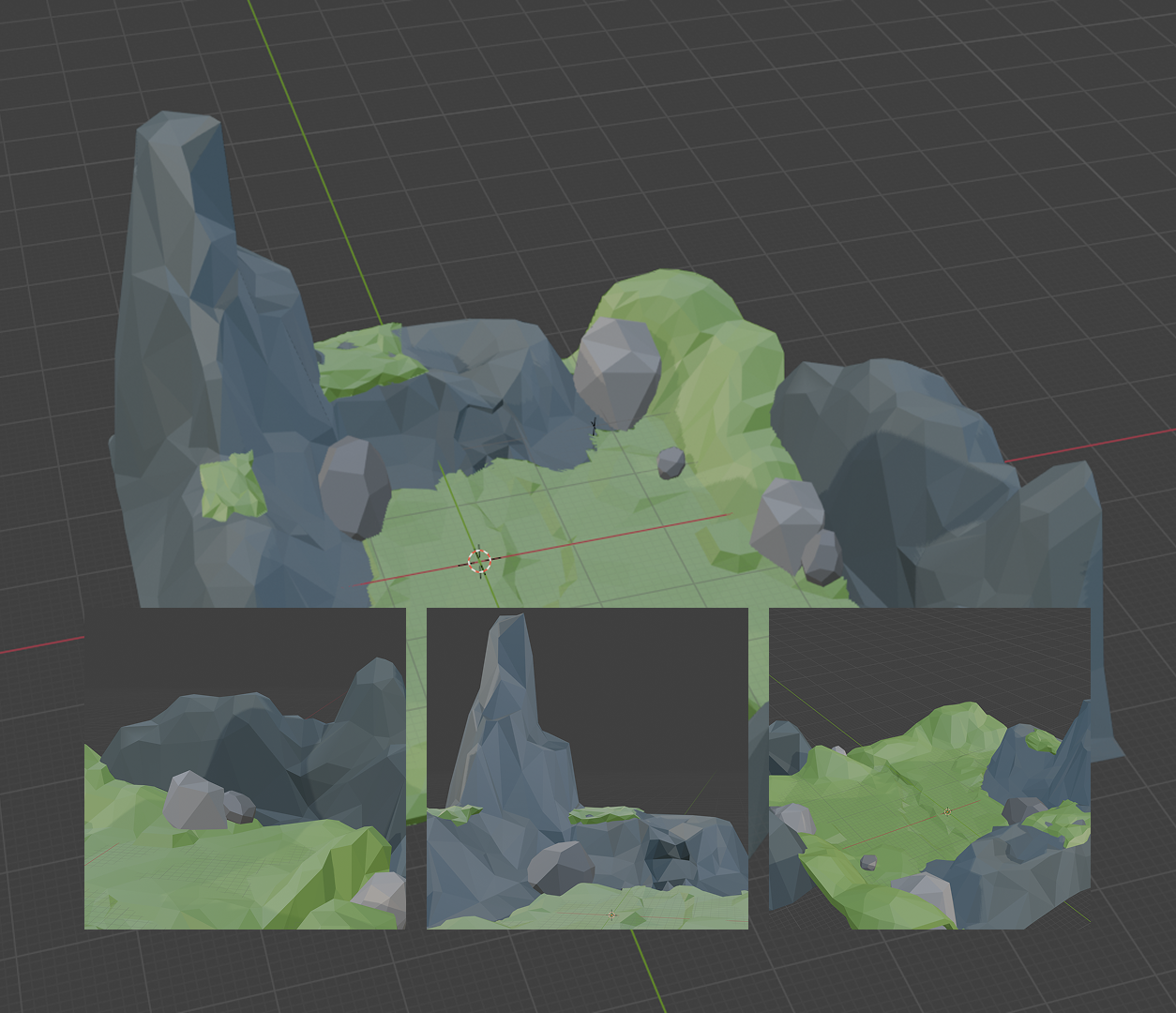 
      HMI... leverage the learnings from project one and iterate to improve and optimize the landscape structure?
      <br>
      <br>
      Plan: Apply insights from Project One to refine the landscape while maintaining a low-poly aesthetic.<br>
      <br>   
      Act:<br>
      Improve plane structures and solidify terrain.<br>
      Add dynamic shapes for visual interest.<br>
      Design a small map to highlight key themes.<br>
      Include a cave behind the waterfall.<br>
      Establish boundaries to prevent players from leaving the map.<br>
      <br>
      Observe: Test visual cohesion with our mood boards and other elements.<br>
      <br>
      Reflect: I was able to refine the landscape by adjusting decimation levels under modifiers for better aesthetics.<br>
      <br>
      Tutorials: <br>
      <a href='https://www.youtube.com/watch?v=H6JCb4OSrh8' target='_blank'><p>Tutorial Video 1</p></a>
      <a href='https://www.youtube.com/watch?v=Os3SYeD6R3k' target='_blank'><p>Tutorial Video 2</p></a>
      